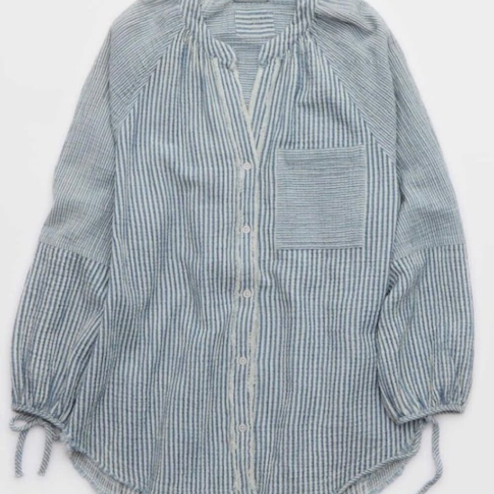 AERIE DAYBREAK COVER UP BLUE STRIPE S